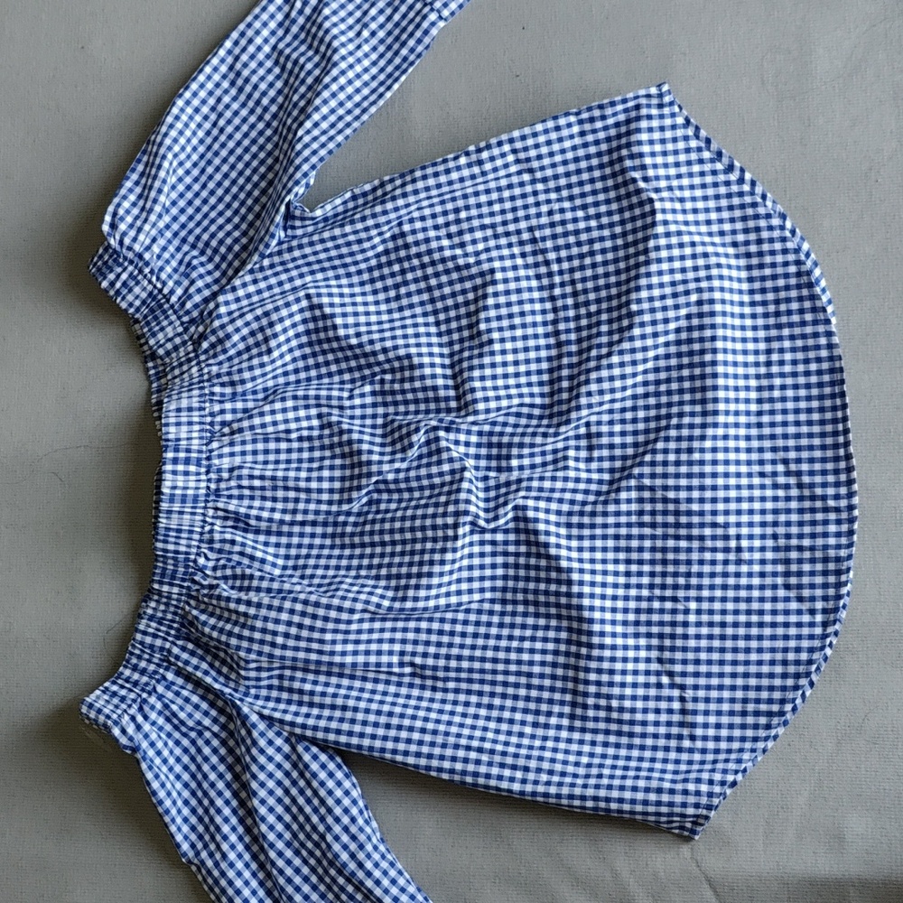 Royal blue and white plaid